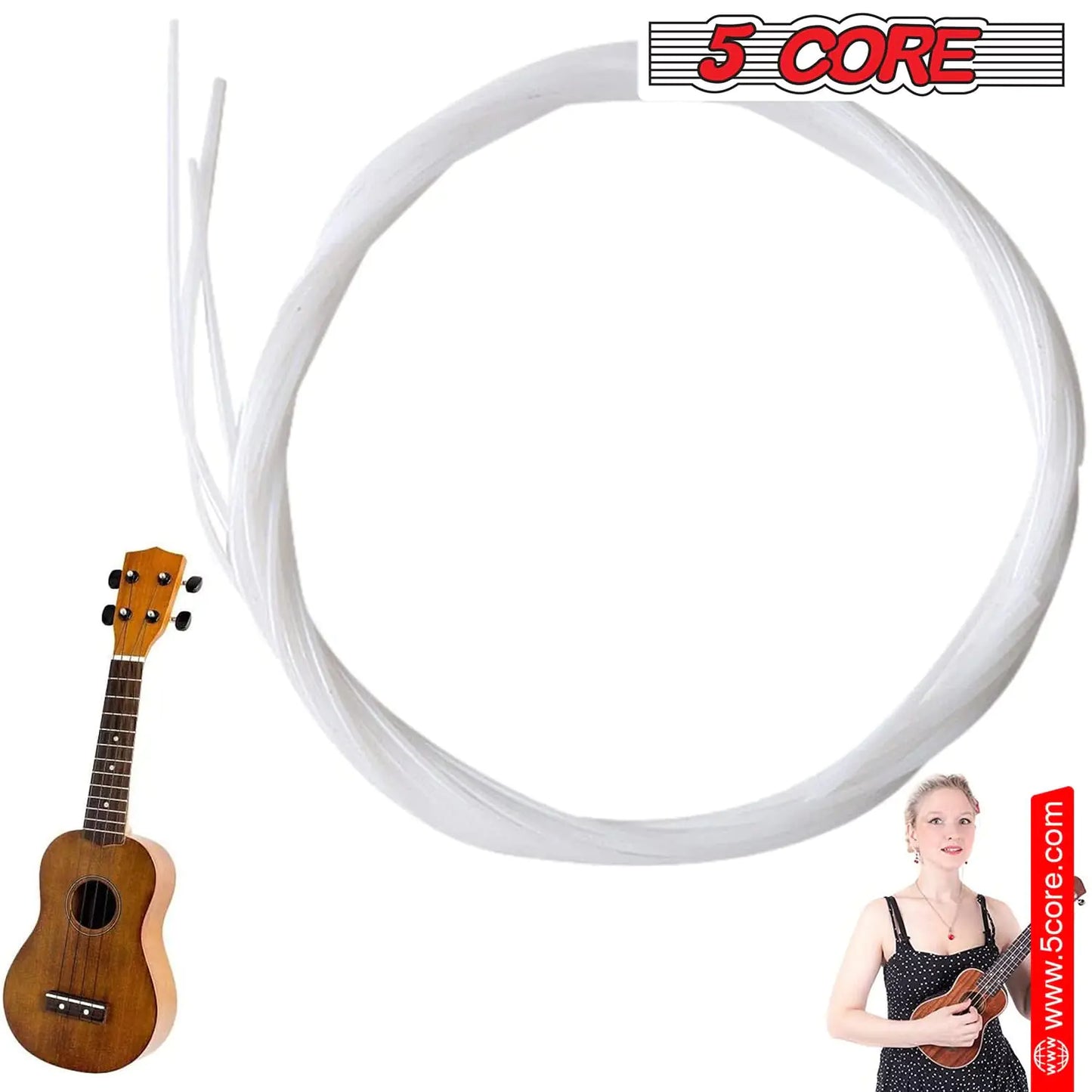 5Core Ukulele Strings Nylon w Deep Bright Tone Consistent Reliable Durability Uku String