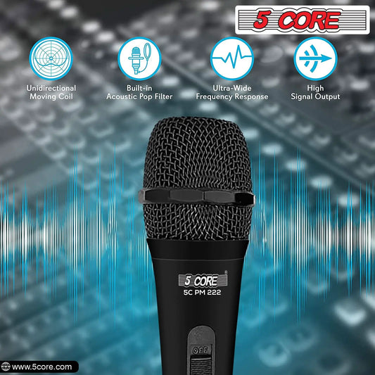 5Core XLR Microphone Dynamic Mic Karaoke Singing Studio Mics Handheld Microfono