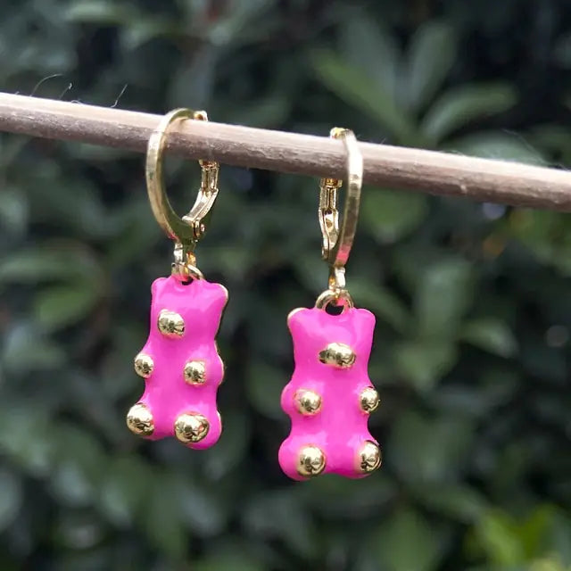 Cute Acrylic Gummy Bear Dangle Earrings Assembly Of Matter